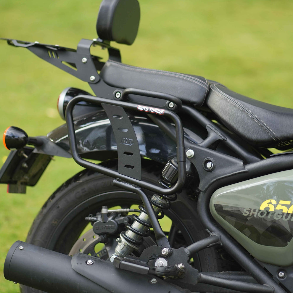 Vista laterale bauletto per shotgun e classic 650 royal enfield