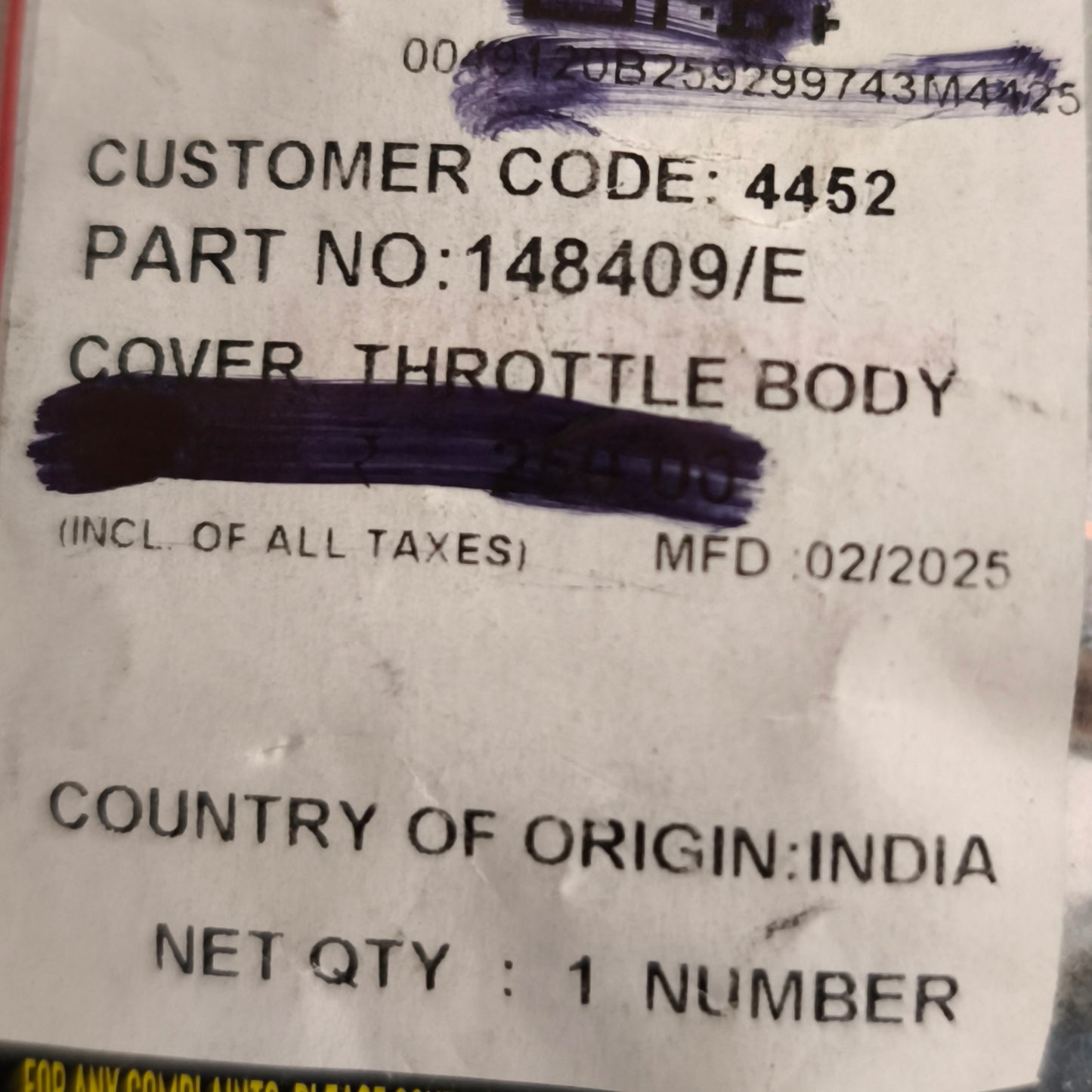 Coperchio del corpo farfallato originale Royal Enfield - GT/INT 650 - 148409/E