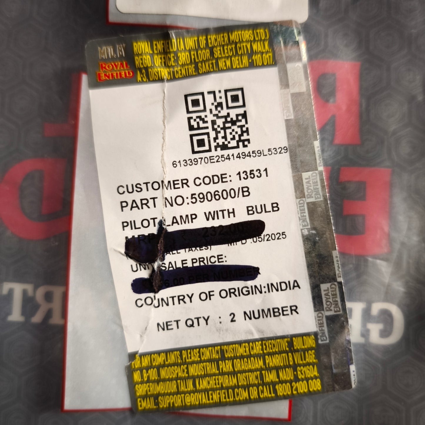 Luce di posizione Originale Royal Enfield Classic Bullet 500-350- 590300/B