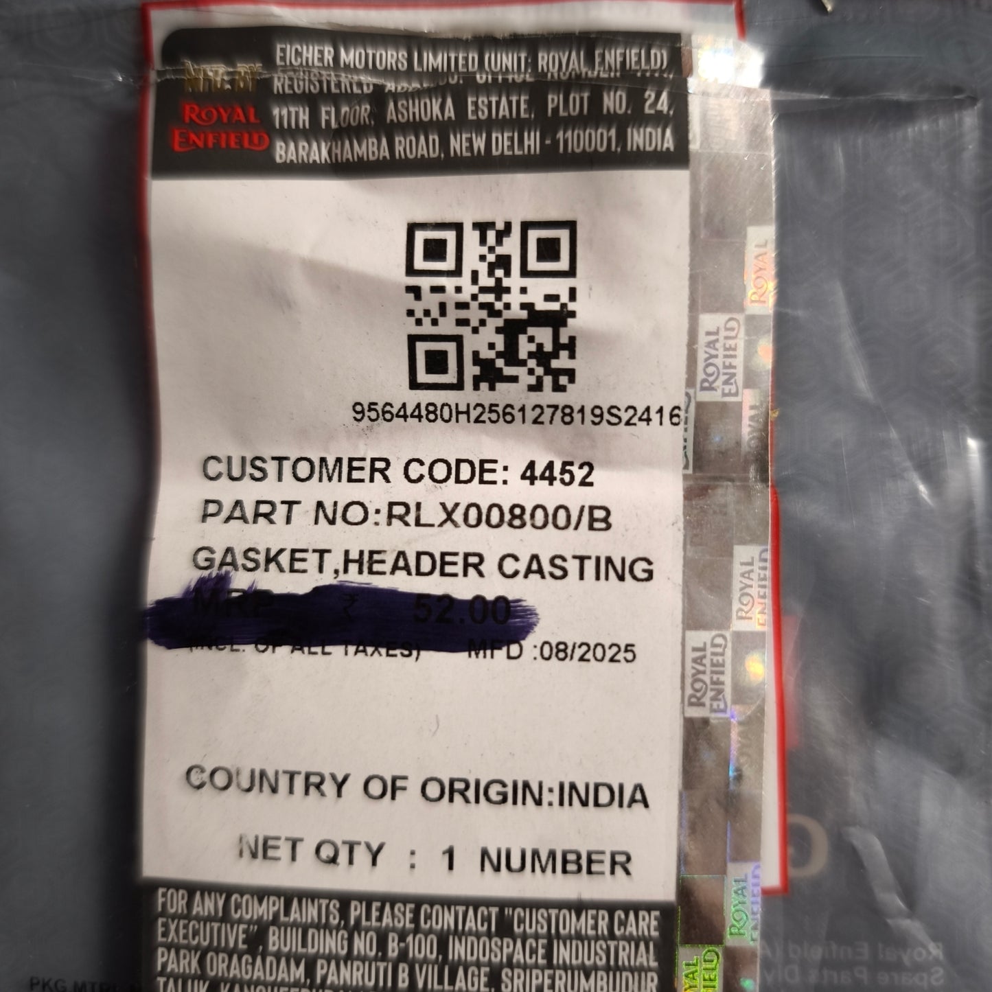 Guarnizione scarico- Originale Royal Enfield- 450c- RLX00800/C