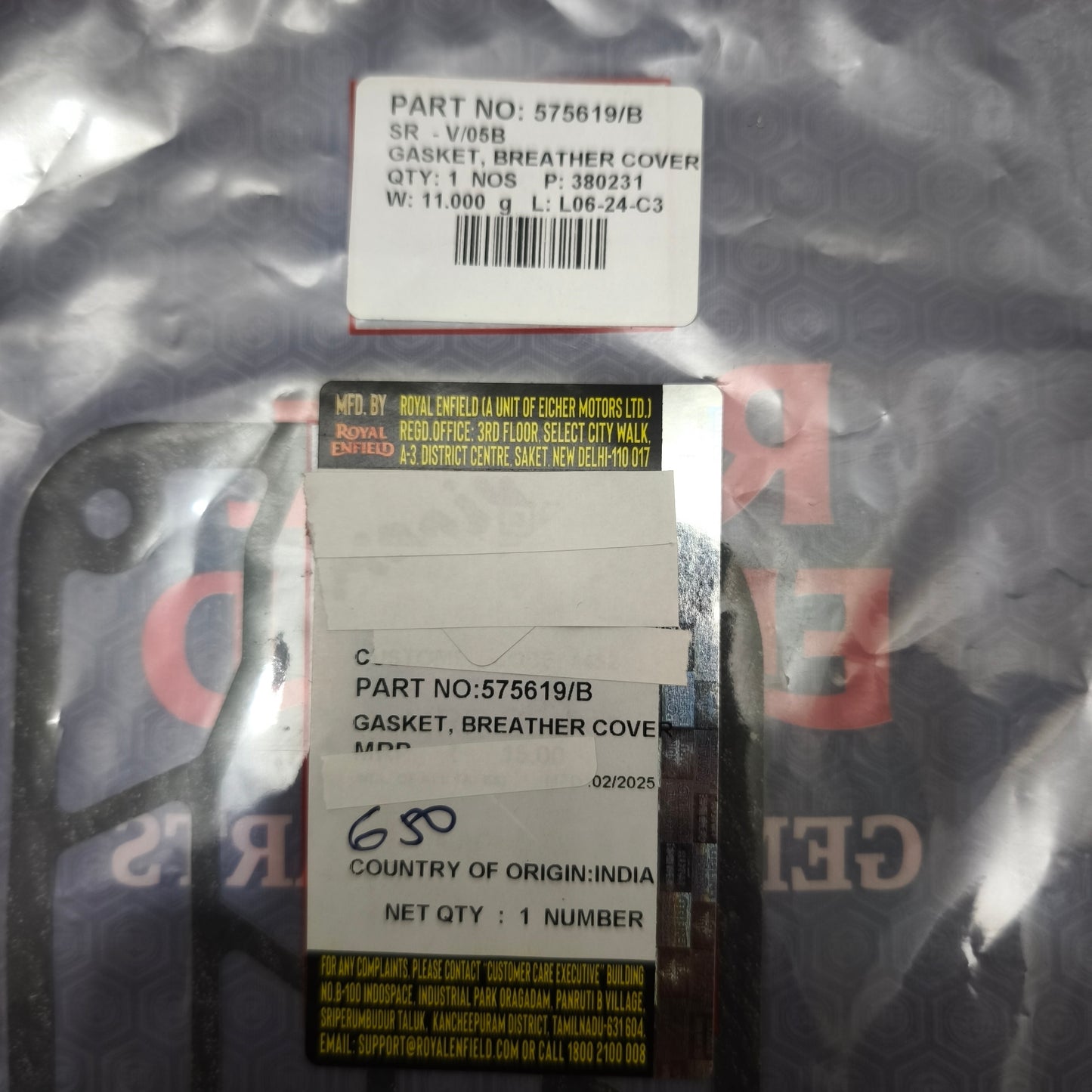 Guarnizione Carter coperchio aspirazione Originale Royal Enfield_575619/b