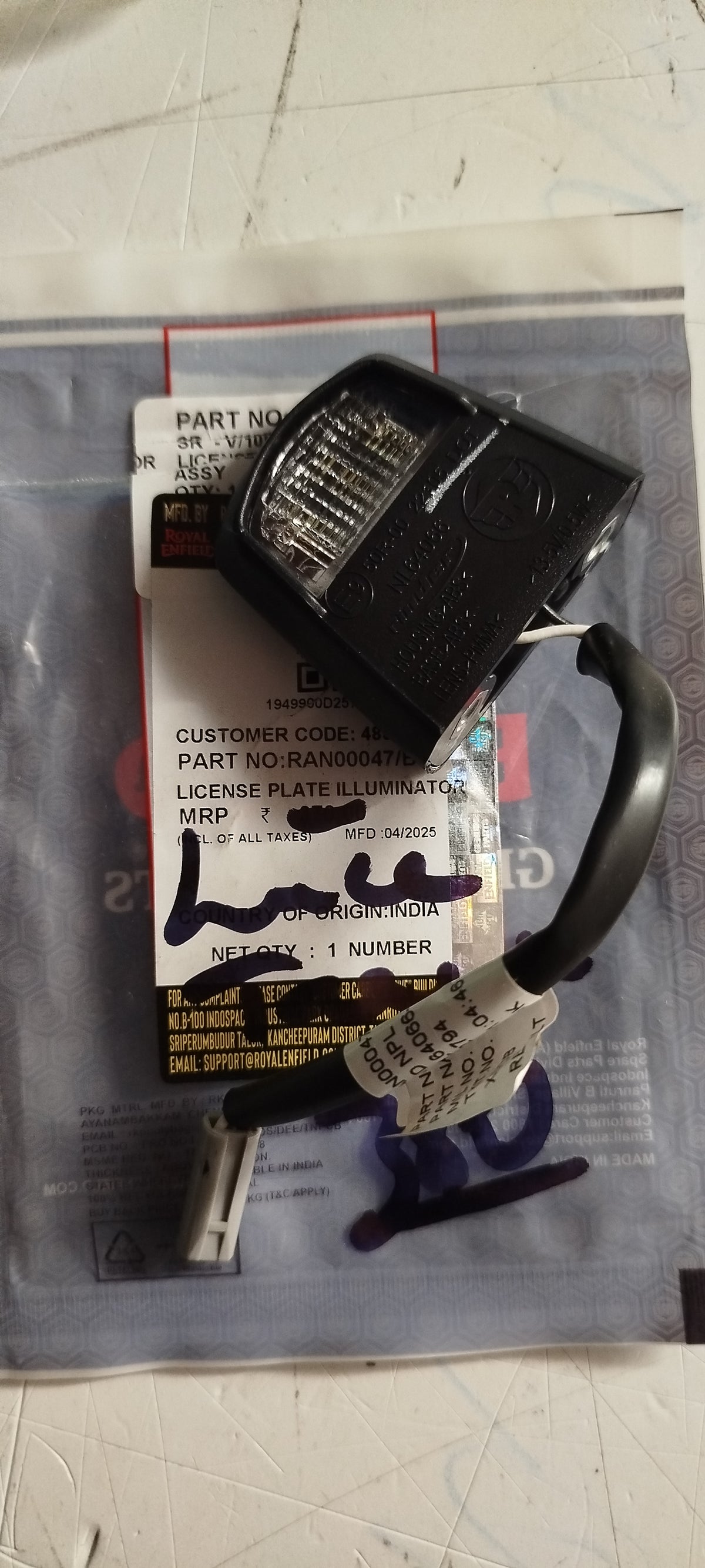 Kennzeichenbeleuchtung - original Royal Enfield METEOR 350 -RAN00047/B