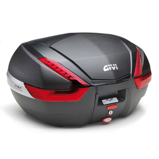 Bauletto GIVI MONOKEY V47NN 47 Litri Nero con Cover Carbon Look e Catadiottri Rossi