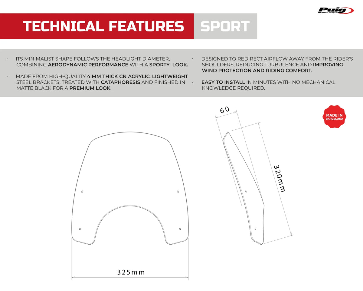 Cupolino Puig New Generation Touring per Royal Enfield Bear 650 - Cod. 23045