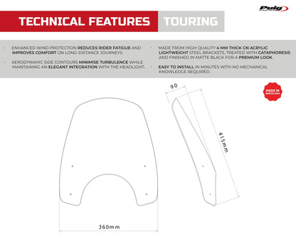 Cupolino Puig New Generation Touring per Royal Enfield Bear 650 - Cod. 23045