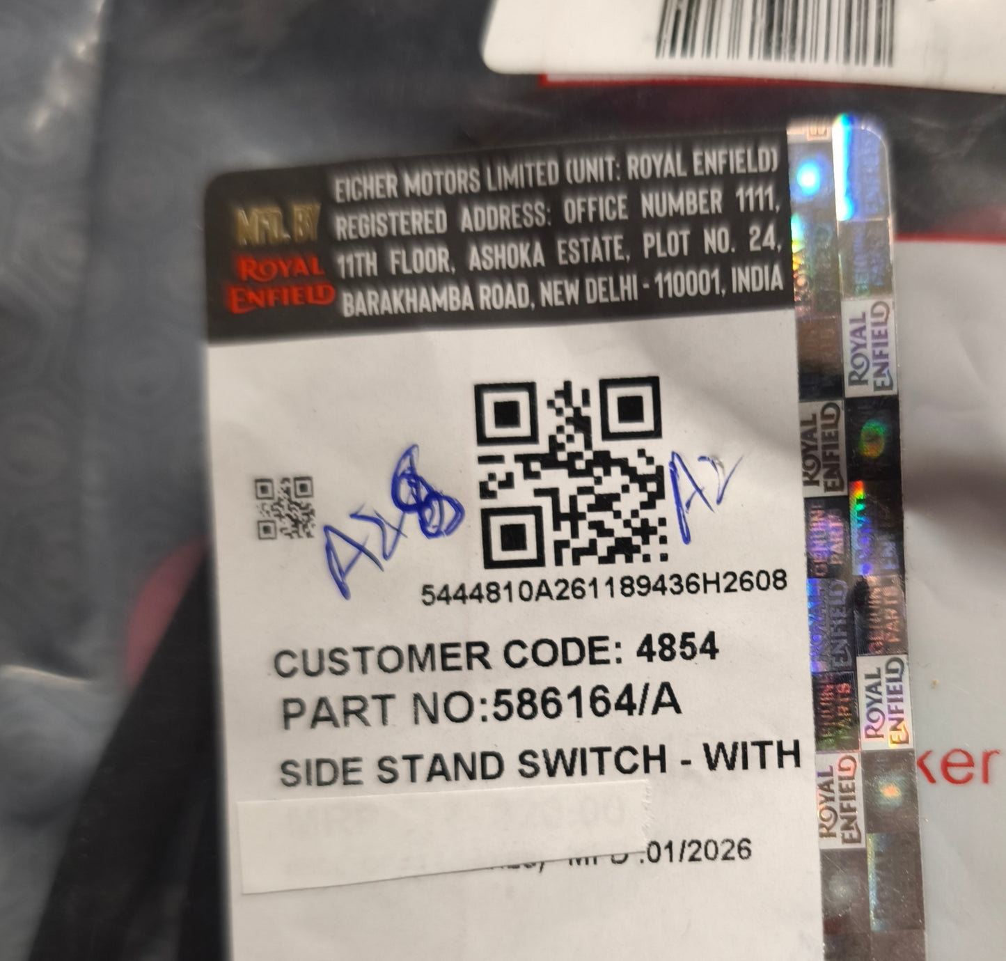 Sensore cavalletto Laterale Originale Royal Enfield Classic/Bullet 500_586164/A