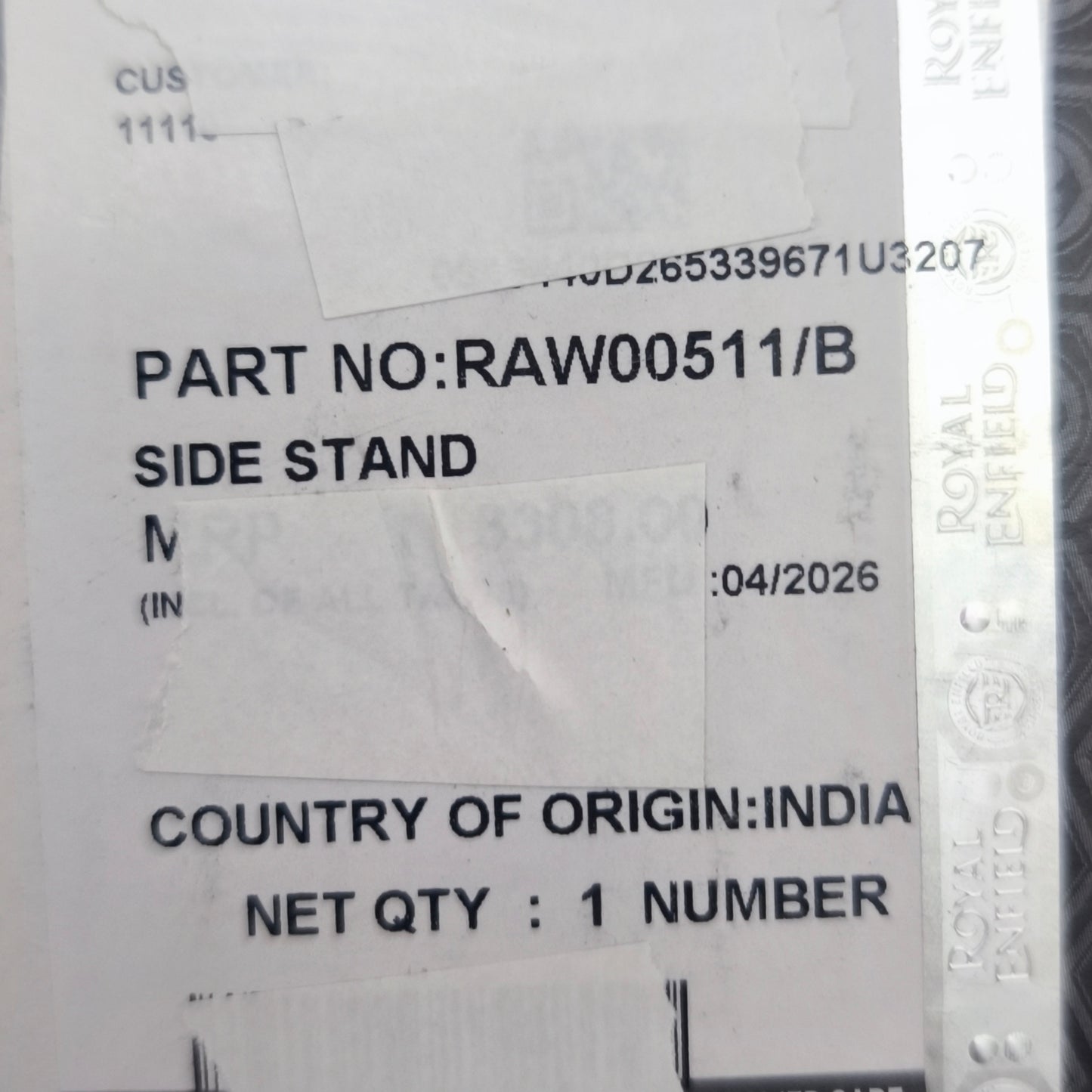 Cavalletto Laterale Nuovo Originale Royal Enfield Himalayan/Guerrilla  450Cc- RAW00511/B