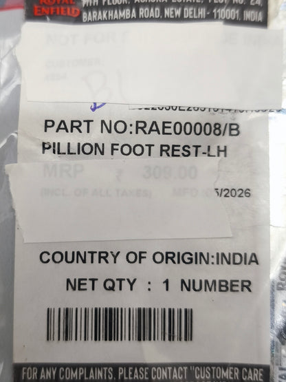 Fußraste hinten Meteor 350 CAPTIVE Gummi Fußraste hinten - RAE00008- RAE00006