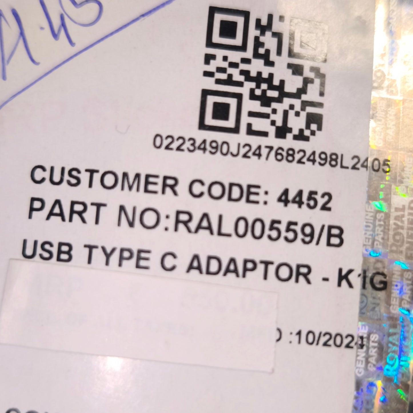 Presa USB a manubrio completo di cavo Originale Royal Enfield Himalayan450 -RAL00559/A