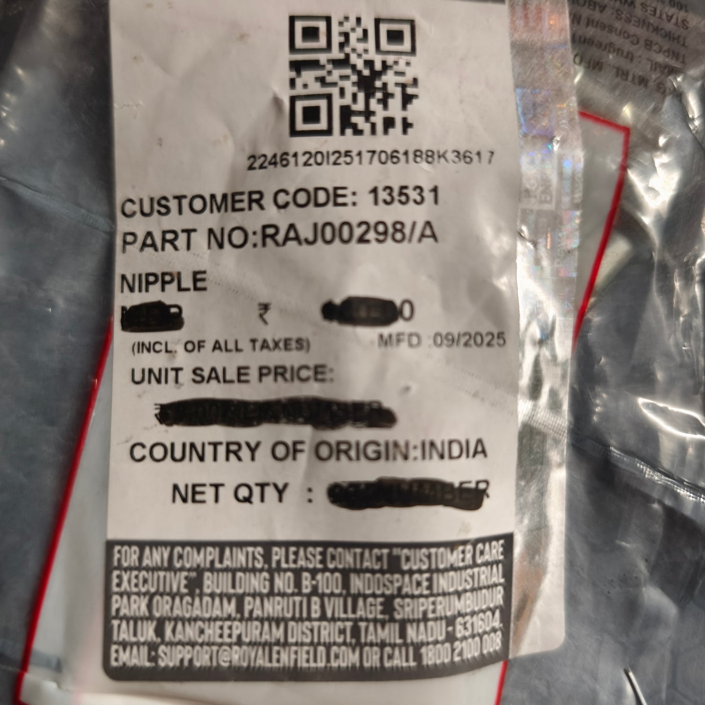 Raggi e Nipples Anteriore Originale Royal Enfield Himalayan 411- RAJ000276/B- RAJ00298/A