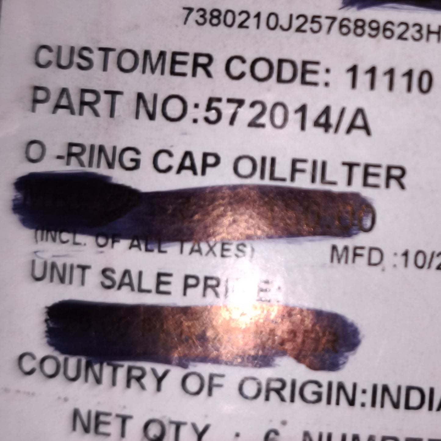 O-Ring Großer Ölfilter Original Royal Enfield -572014/A