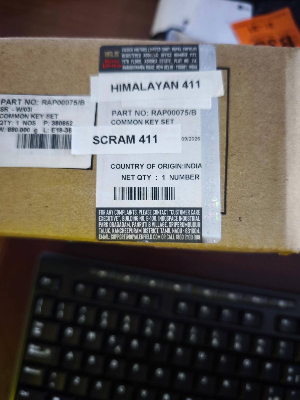 Kit Blocchetto Accensione con Chiavi Per Royal Enfield Himalayan/ Scram 411- RAP00075/B