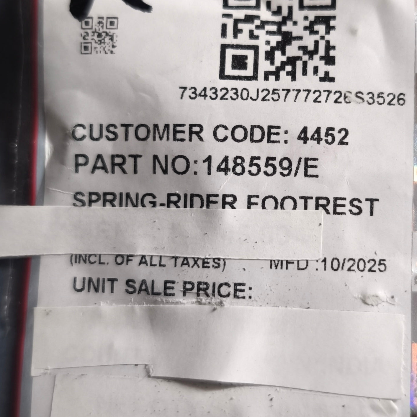 Molla di ritorno poggia Piedi Originale Royal Enfield  -148559/E