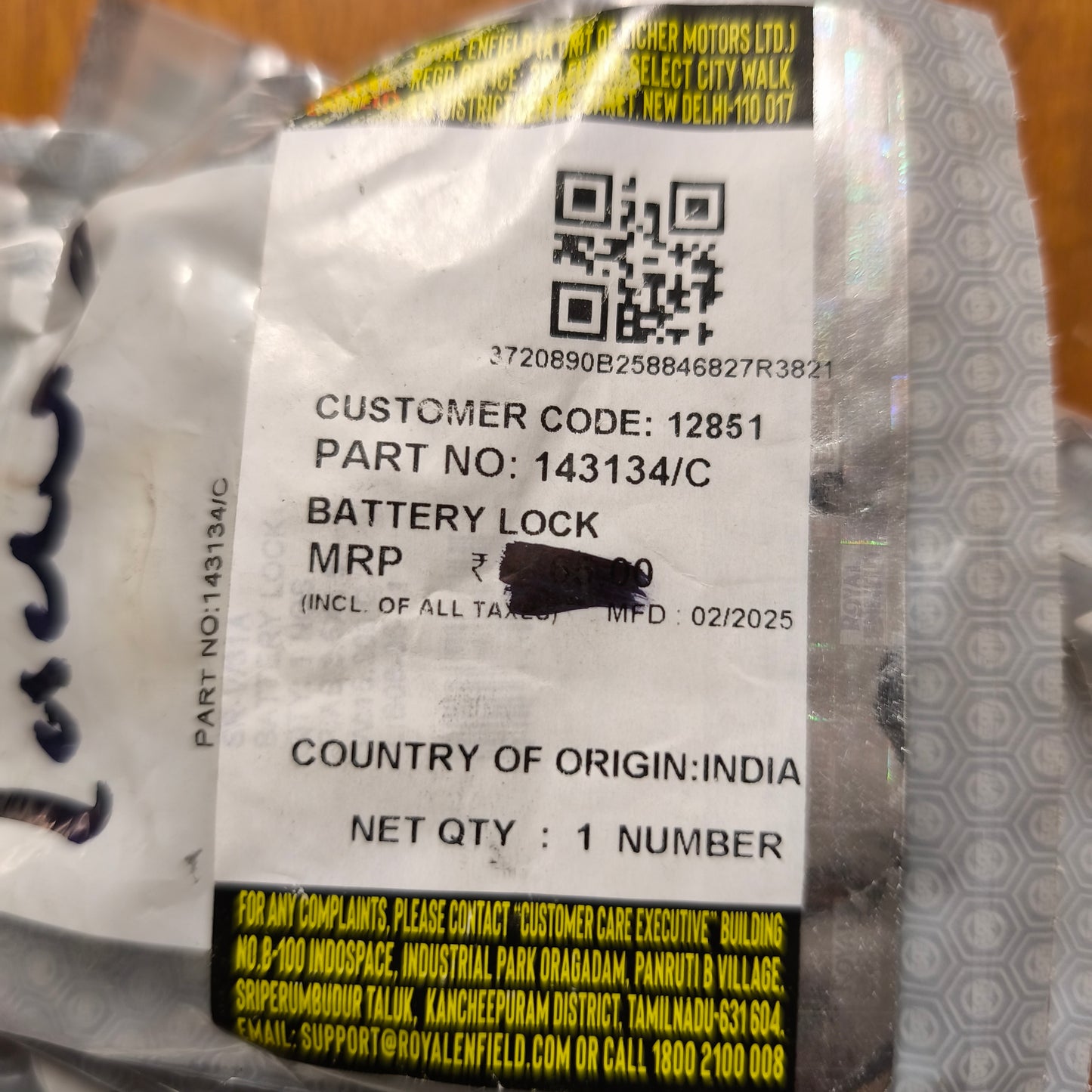 Lucchetto custodia batteria- Originale Royal Enfield Classic Bullet 500-143134