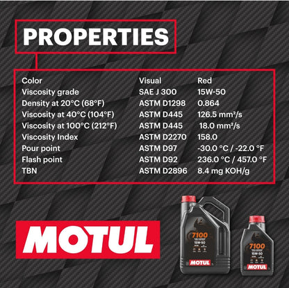 Olio MOTUL 15W-50 - 10W-50- 7100- 100%sintetico