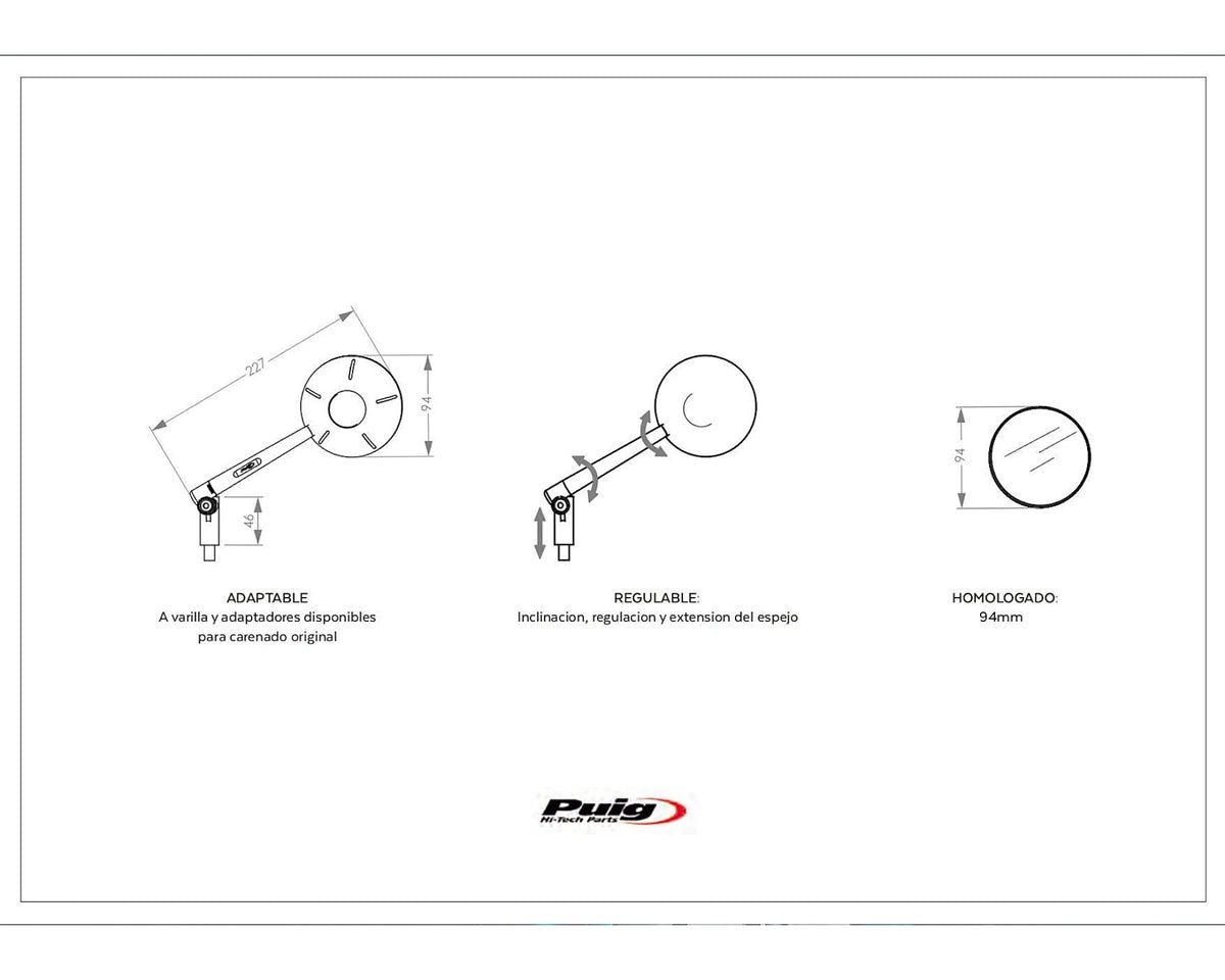 Specchietto retrovisore Retro Puig per Royal Enfield Bear 650