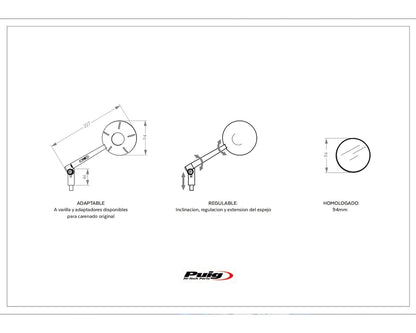 Specchietto retrovisore Retro Puig per Royal Enfield Bear 650